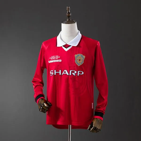 Camiseta de fútbol Manchester United 1999/00 LOCAL MANGA LARGA VERSION FAN